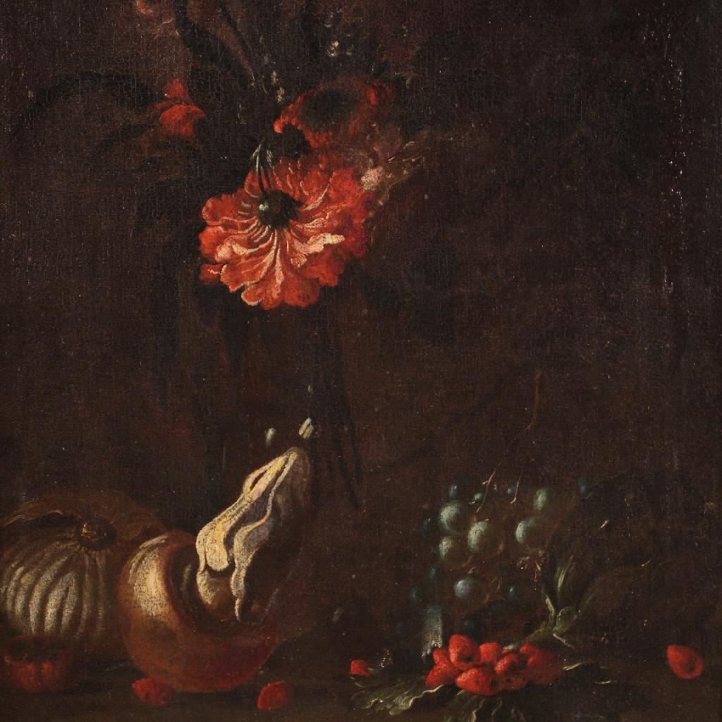 17th Century Oil on Canvas Antique Italian Still Life Painting, 1650 In Good Condition In Vicoforte, Piedmont