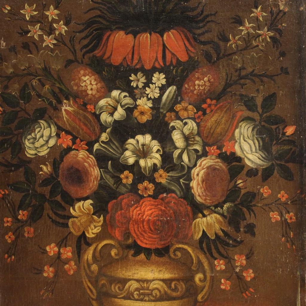 17th Century Oil on Canvas Antique Italian Still Life Painting, 1670 In Fair Condition In Vicoforte, Piedmont