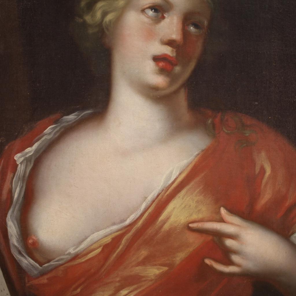 17th Century Oil on Canvas Antique Italian Sybil Painting, 1680 In Good Condition In Vicoforte, Piedmont
