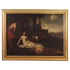17th Century Oil on Canvas Antique Mythological Painting The Rest of Diana, 1680