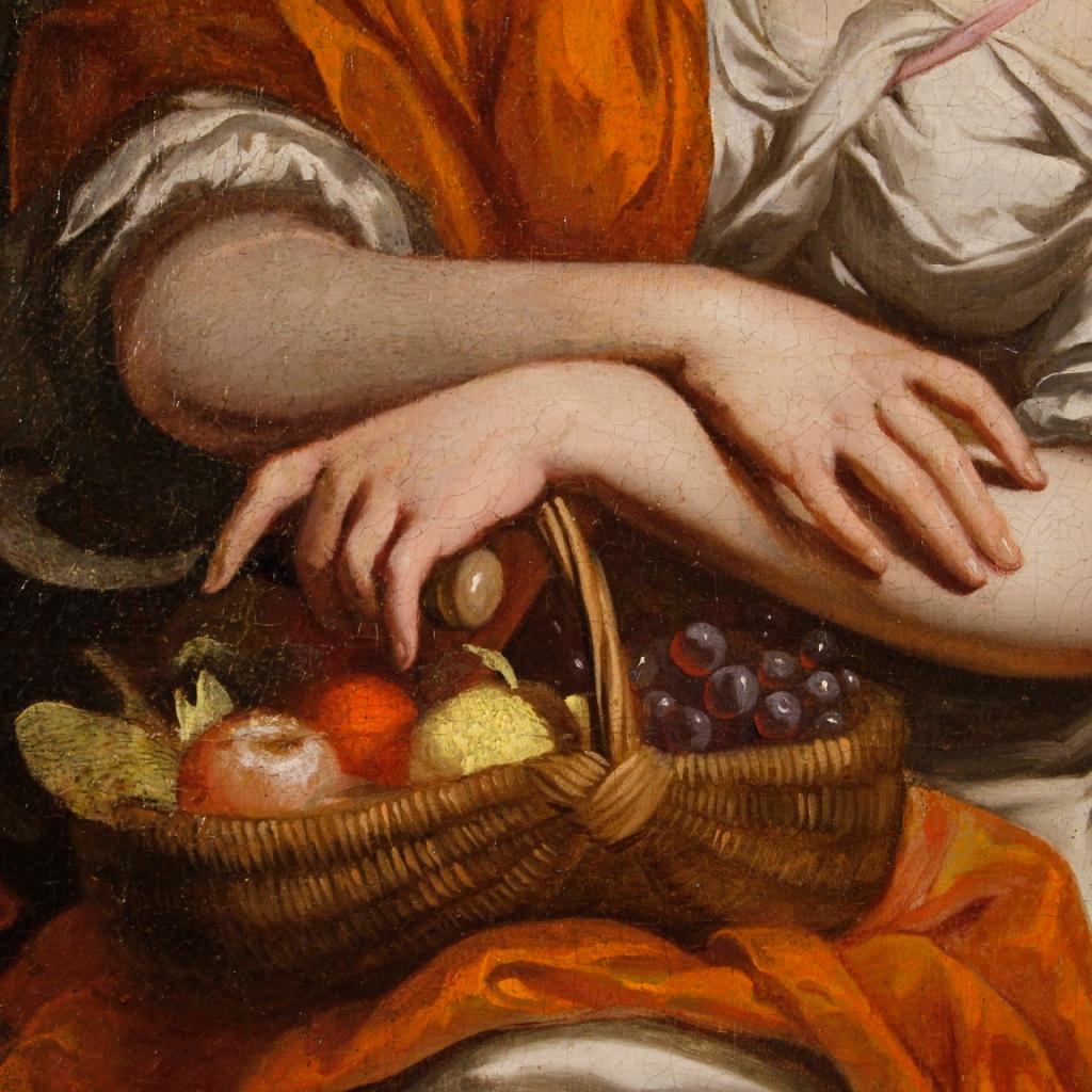 17th Century Oil on Canvas Dutch Mythological Painting Vertumnus and Pomona 1