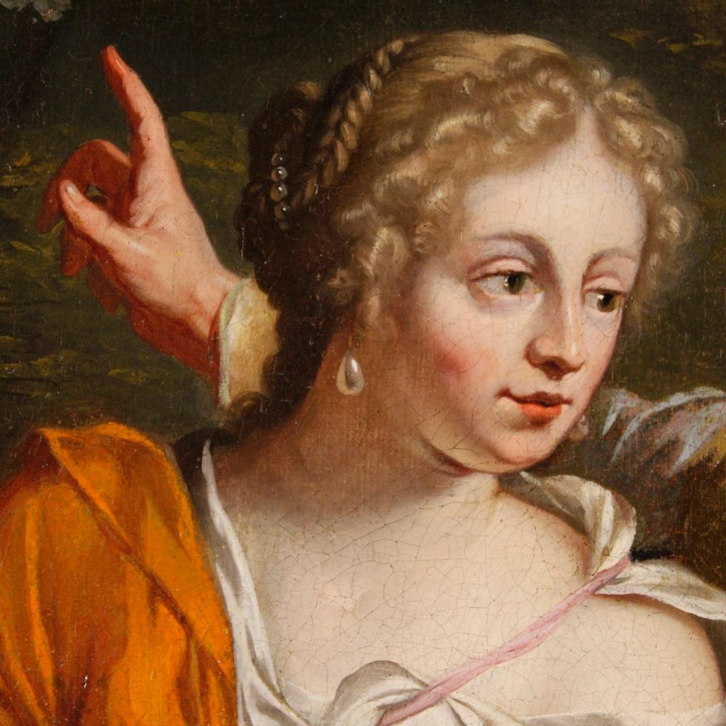17th Century Oil on Canvas Dutch Mythological Painting Vertumnus and Pomona 2
