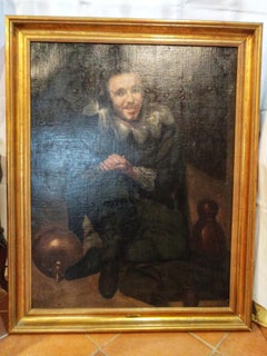 17th Century Oil on Canvas Period Copy of Velazquez "El bufon calabacillas"