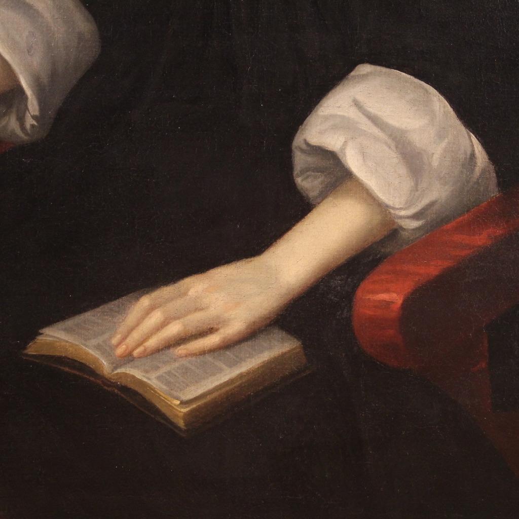 17th Century Oil on Canvas Flemish Antique Painting Lady Portrait, 1670 1