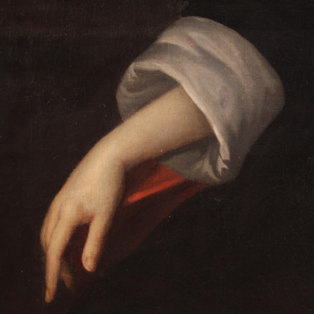 17th Century Oil on Canvas Flemish Antique Painting Lady Portrait, 1670 3