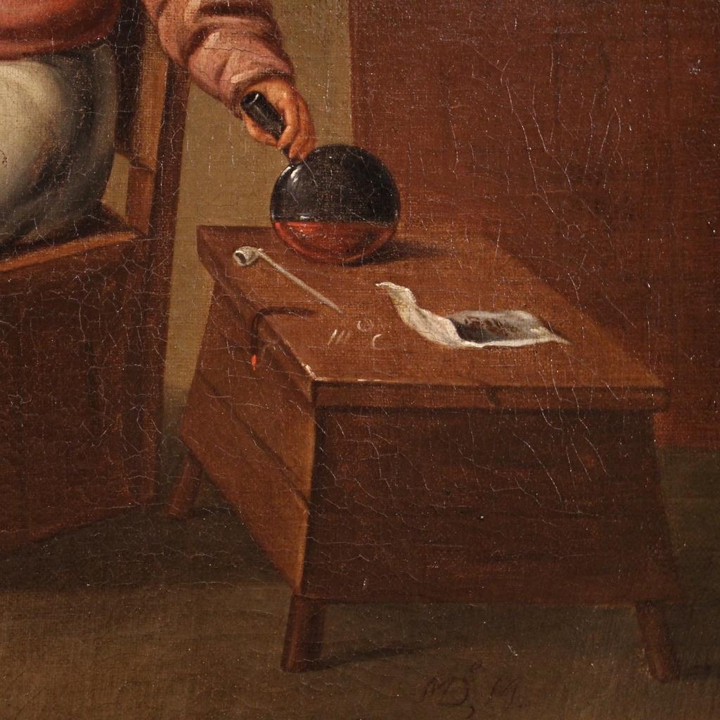 17th Century Oil on Canvas Flemish Interior Scene Painting, 1660 For Sale 3