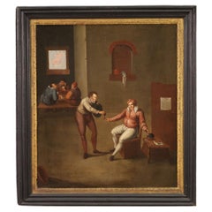 17th Century Oil on Canvas Flemish Interior Scene Painting, 1660