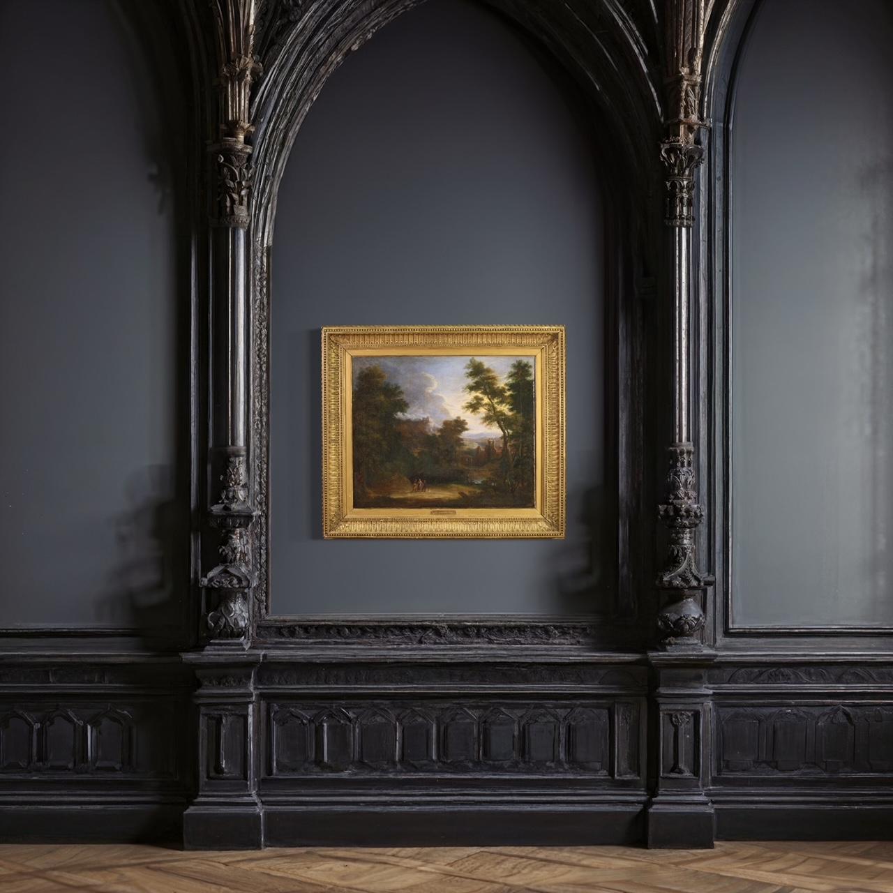 17th Century Oil on Canvas Flemish Landscape Painting Apparition of Jesus, 1650 For Sale 7