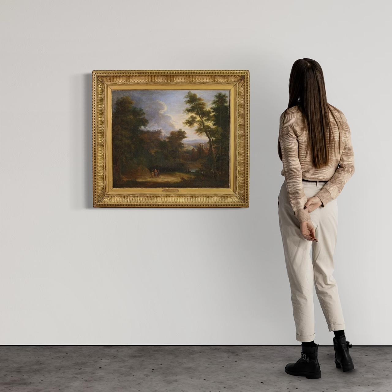 Dutch 17th Century Oil on Canvas Flemish Landscape Painting Apparition of Jesus, 1650 For Sale
