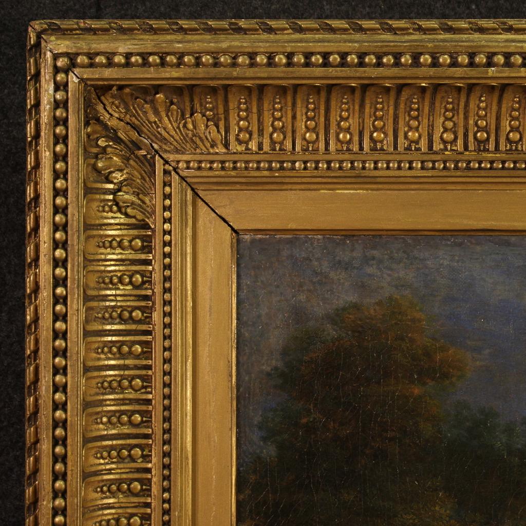 Mid-17th Century 17th Century Oil on Canvas Flemish Landscape Painting Apparition of Jesus, 1650 For Sale