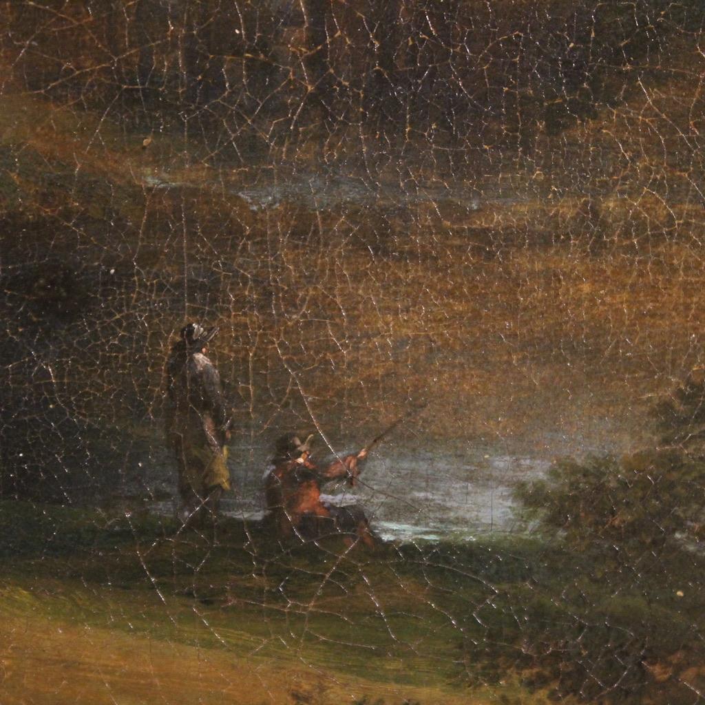 17th Century Oil on Canvas Flemish Landscape Painting Apparition of Jesus, 1650 For Sale 3