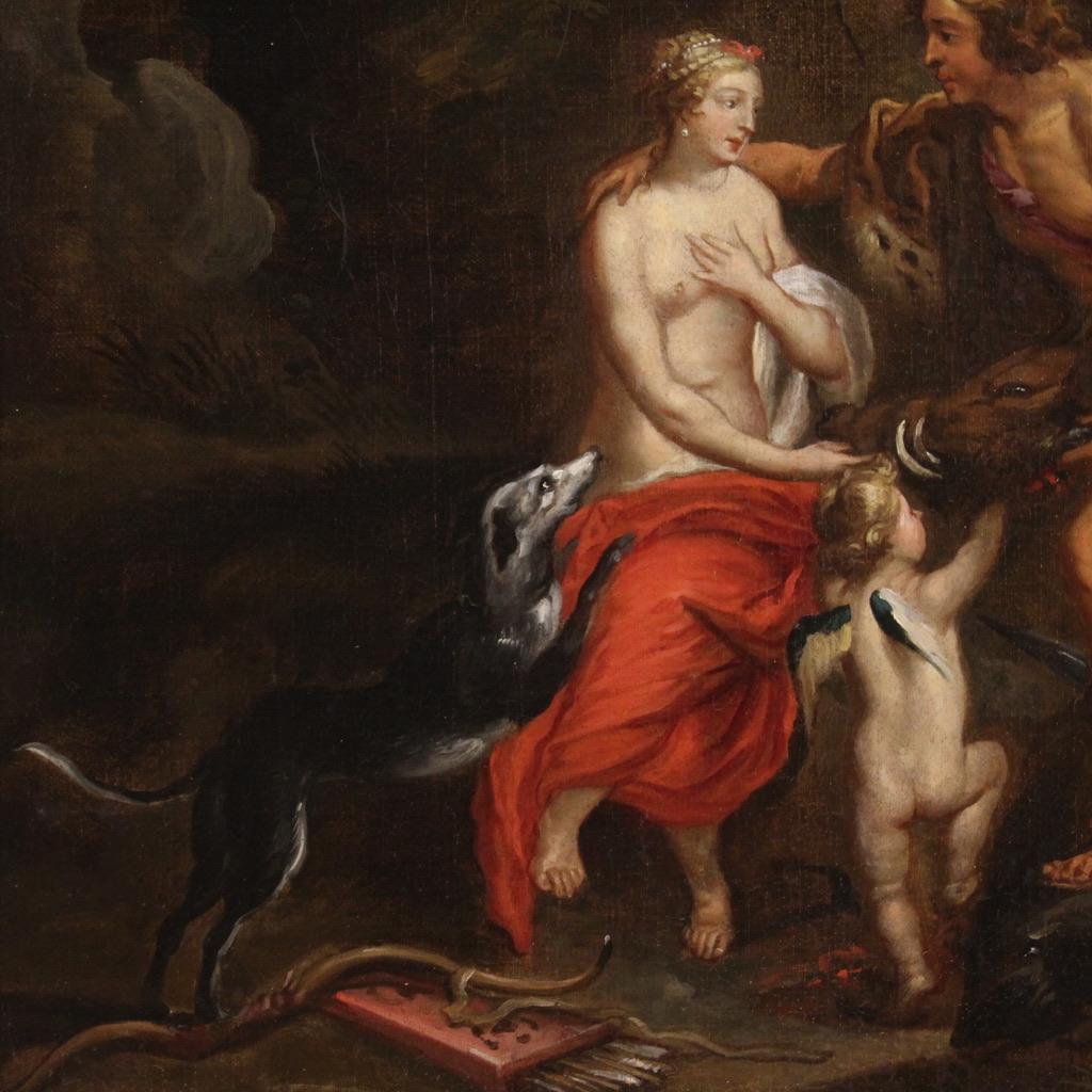 óleo sobre lienzo del siglo XVII Pintura mitológica flamenca antigua, 1660 en venta 3