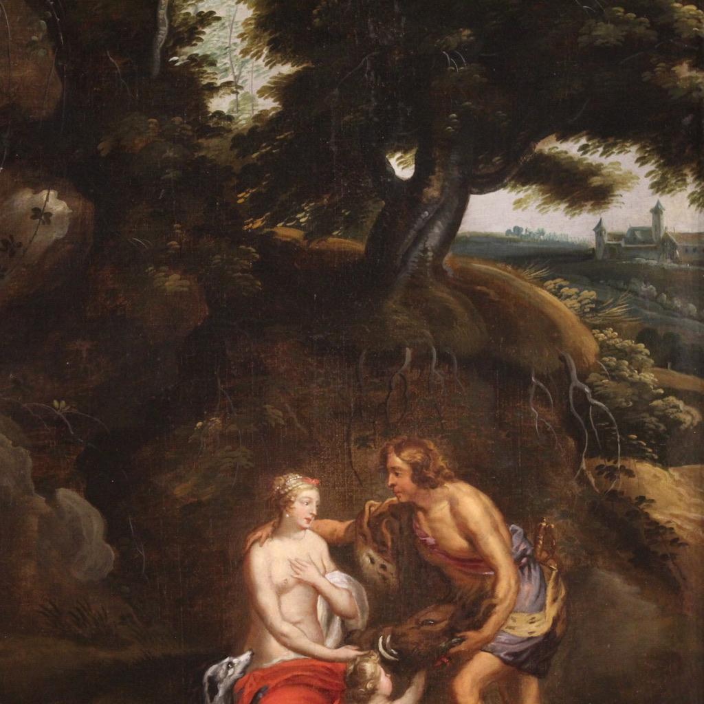óleo sobre lienzo del siglo XVII Pintura mitológica flamenca antigua, 1660 en venta 4