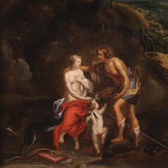 17th Century Oil on Canvas Flemish Mythological Antique Painting, 1660