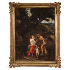 17th Century Oil on Canvas Flemish Mythological Antique Painting, 1660