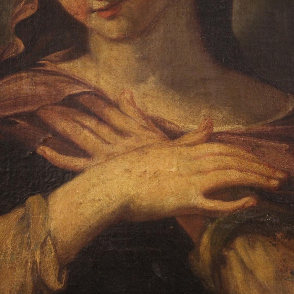 huile sur toile du 17e siècle encadrée Peinture religieuse italienne Madone, 1670 3