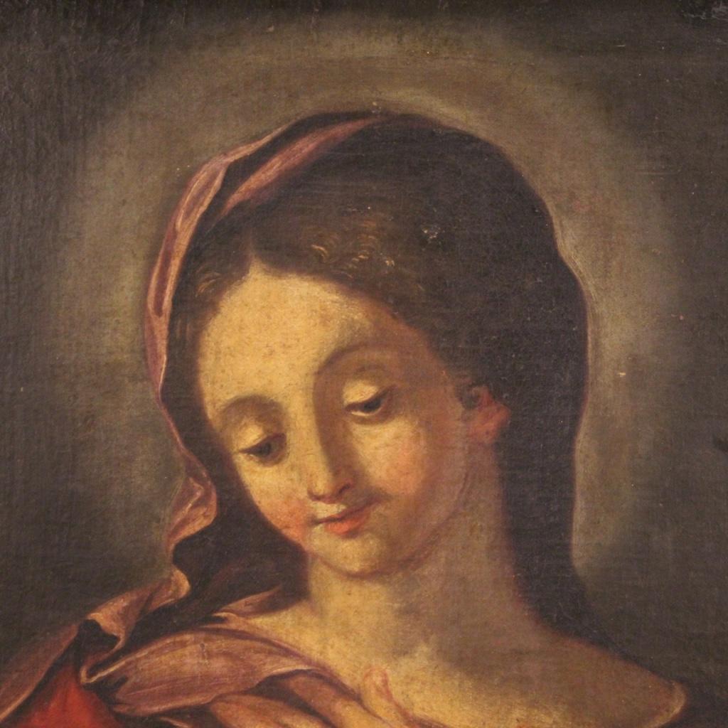 huile sur toile du 17e siècle encadrée Peinture religieuse italienne Madone, 1670 Bon état à Vicoforte, Piedmont