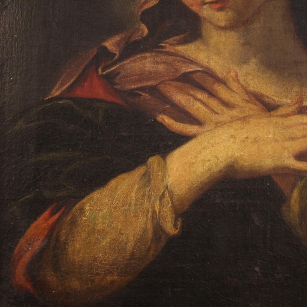 huile sur toile du 17e siècle encadrée Peinture religieuse italienne Madone, 1670 2