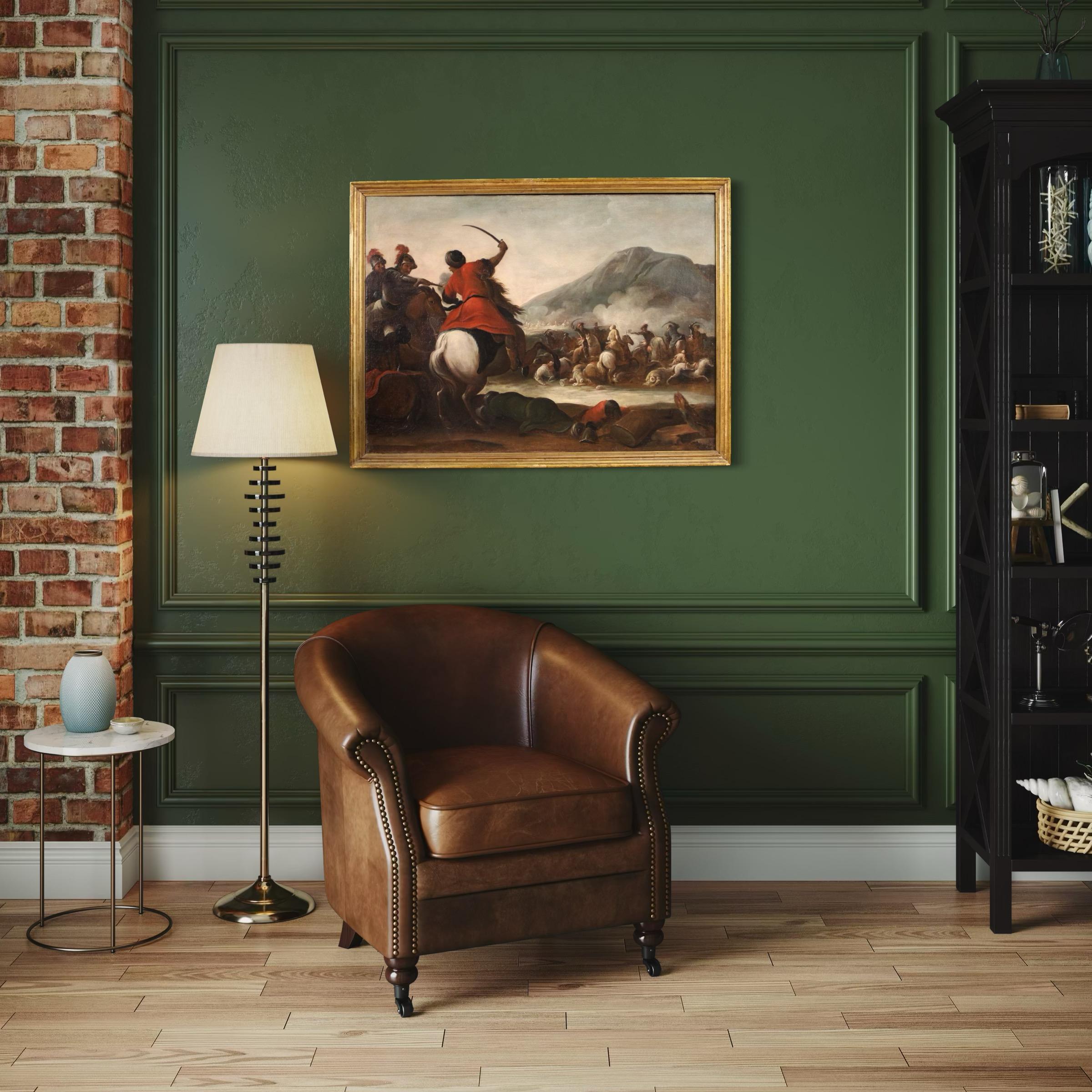 huile sur toile du 17e siècle, peinture ancienne française d'une bataille avec des soldats, 1670 en vente 6