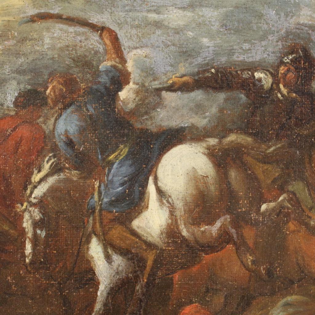 17th Century Oil on Canvas German Antique Battle Painting, 1680 7