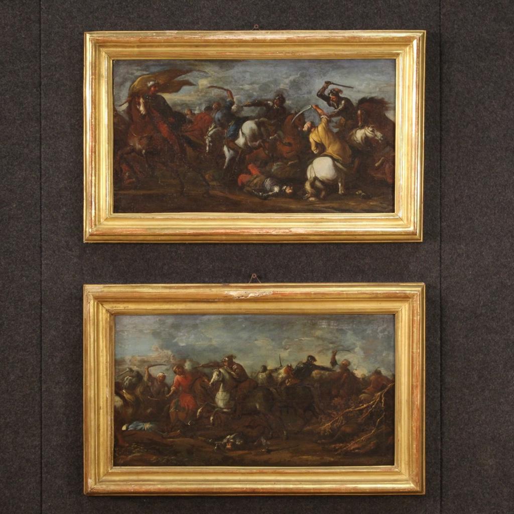 17th Century Oil on Canvas German Antique Battle Painting, 1680 In Good Condition In Vicoforte, Piedmont