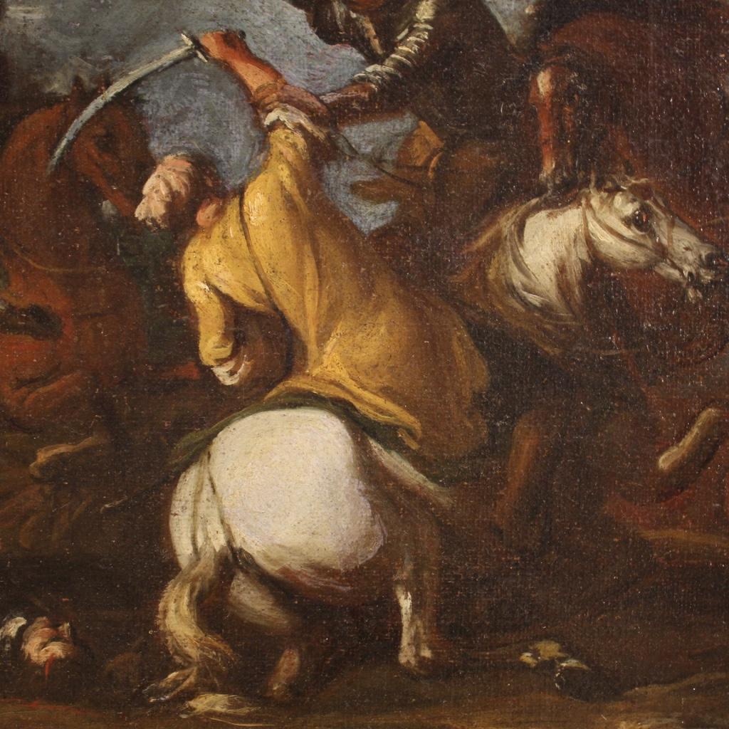 17th Century Oil on Canvas German Antique Battle Painting, 1680 2