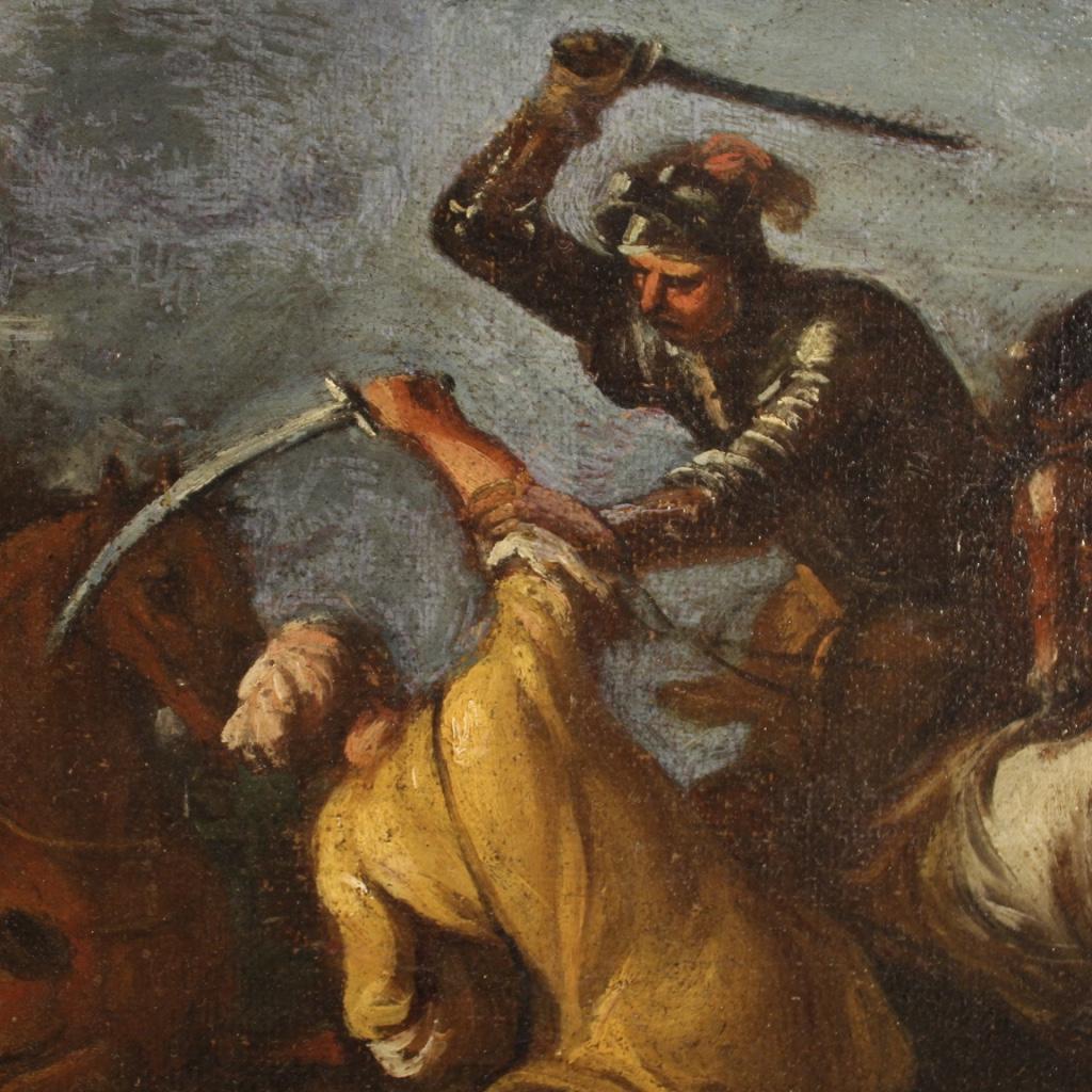 17th Century Oil on Canvas German Antique Battle Painting, 1680 3