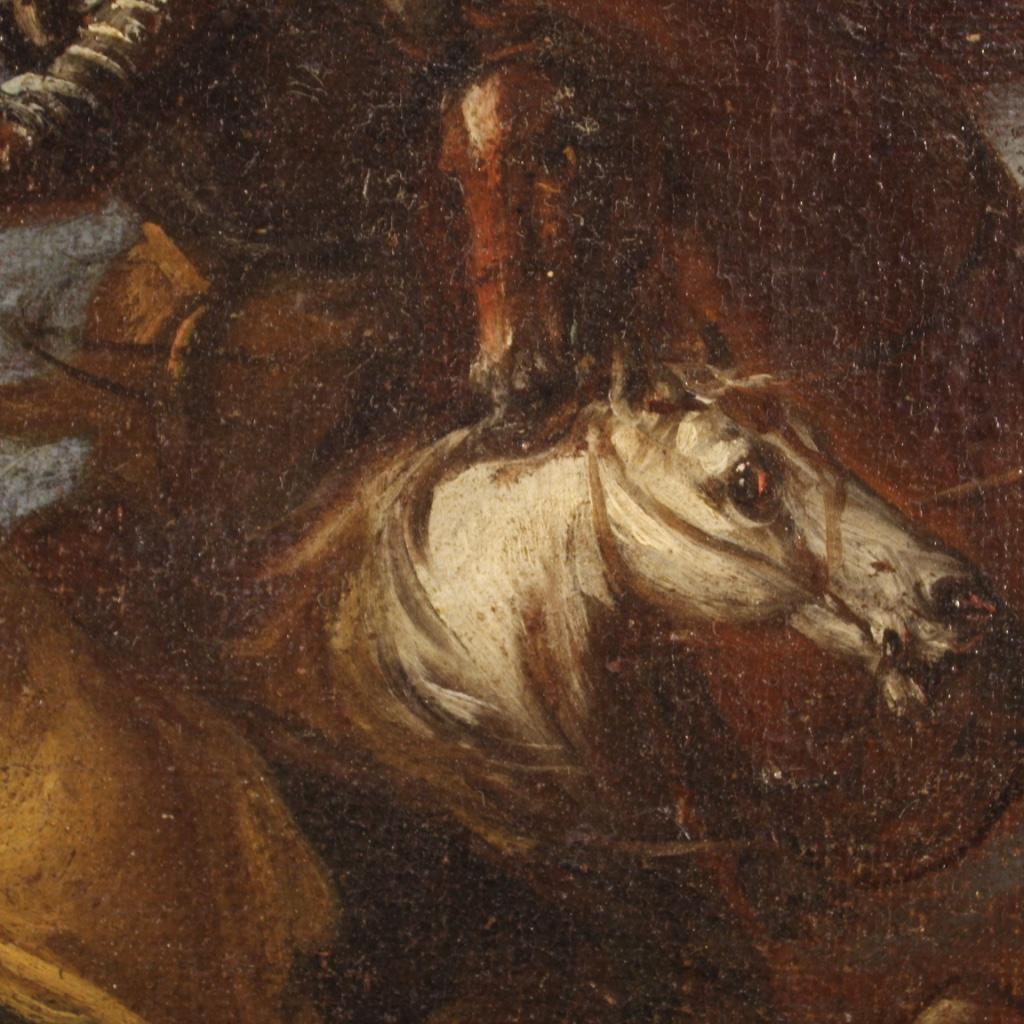 17th Century Oil on Canvas German Antique Battle Painting, 1680 4
