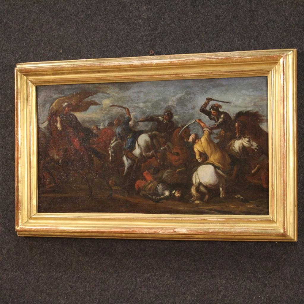 17th Century Oil on Canvas German Antique Battle Painting, 1680 5
