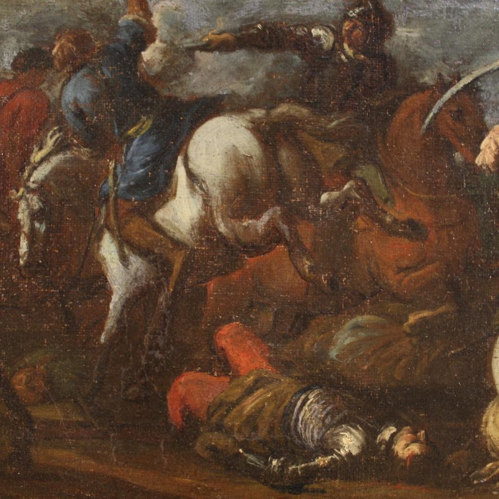 17th Century Oil on Canvas German Antique Battle Painting, 1680 6