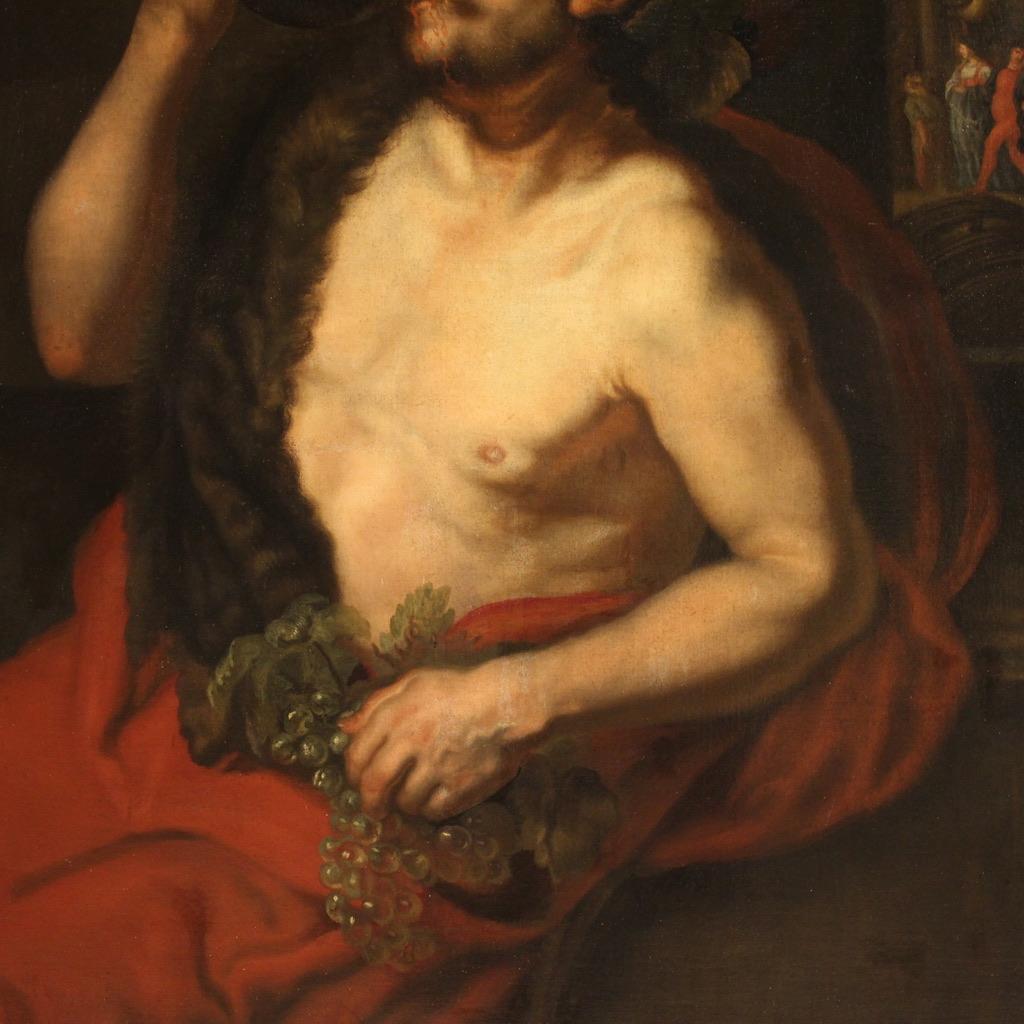 siglo XVII Óleo sobre Lienzo Pintura Mitológica Alemana Antigua Baco, 1650 4