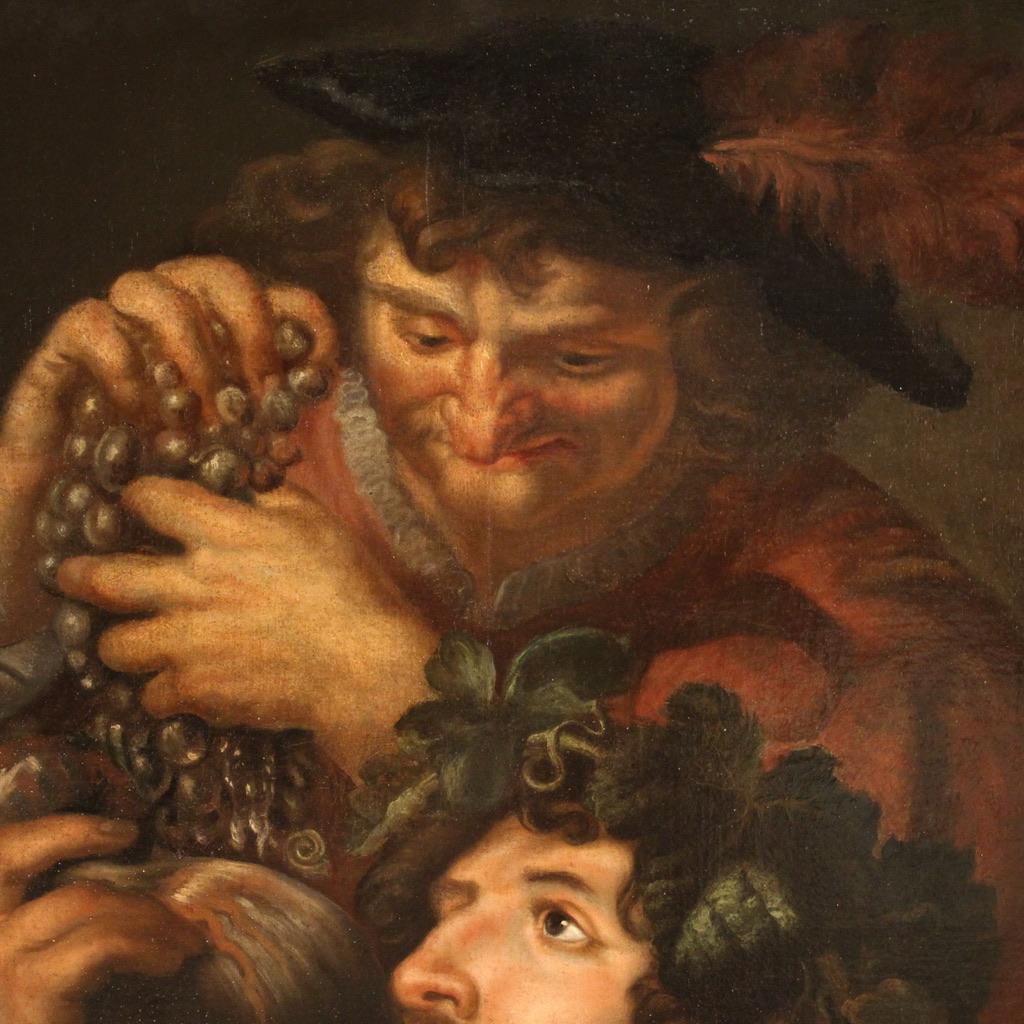 siglo XVII Óleo sobre Lienzo Pintura Mitológica Alemana Antigua Baco, 1650 6
