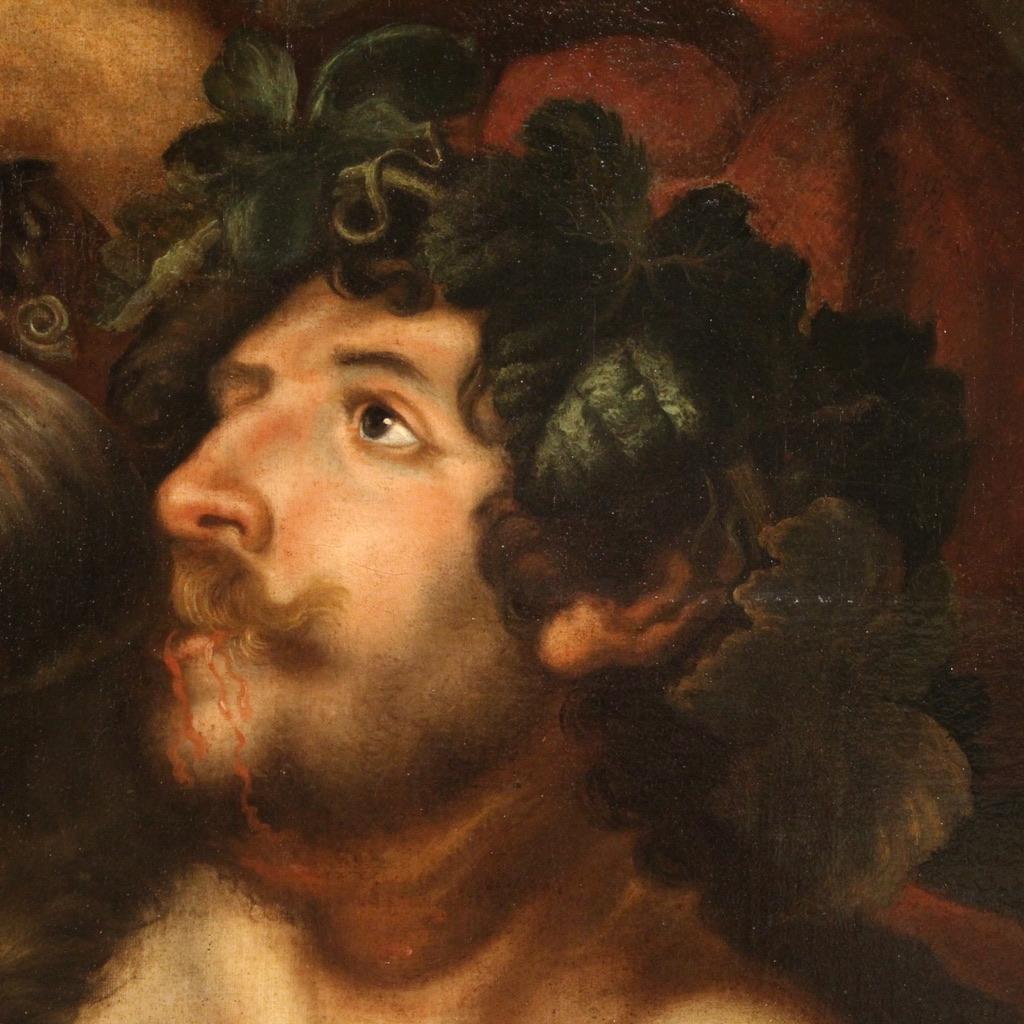 siglo XVII Óleo sobre Lienzo Pintura Mitológica Alemana Antigua Baco, 1650 9