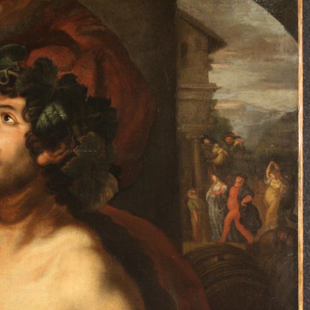 siglo XVII Óleo sobre Lienzo Pintura Mitológica Alemana Antigua Baco, 1650 3