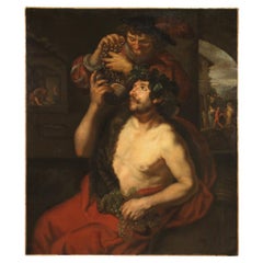 siglo XVII Óleo sobre Lienzo Pintura Mitológica Alemana Antigua Baco, 1650