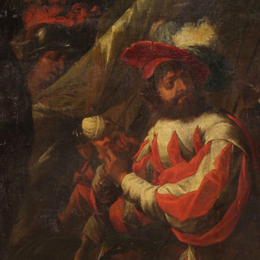 17th Century Oil on Canvas Italian Antique Battle Painting, 1650 1
