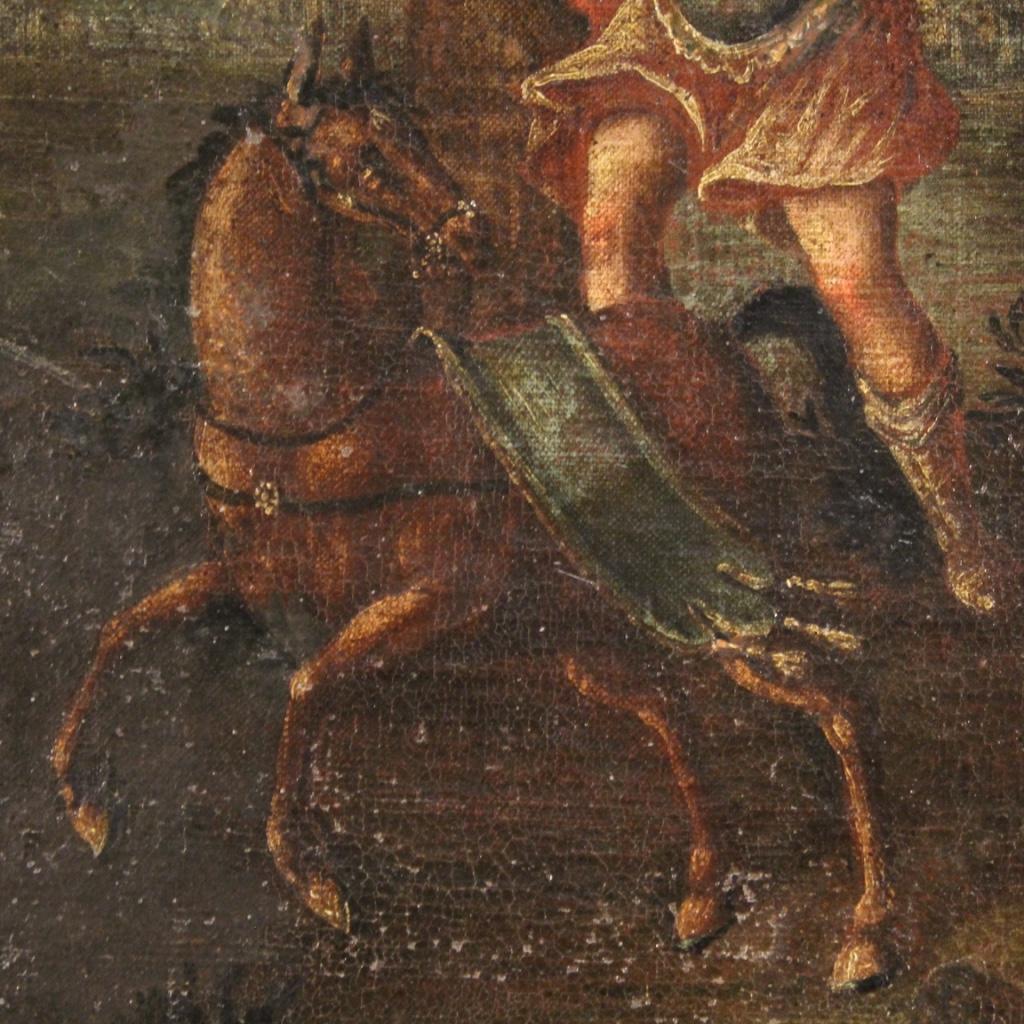 17th Century Oil on Canvas Italian Antique Battle Painting, 1670 3