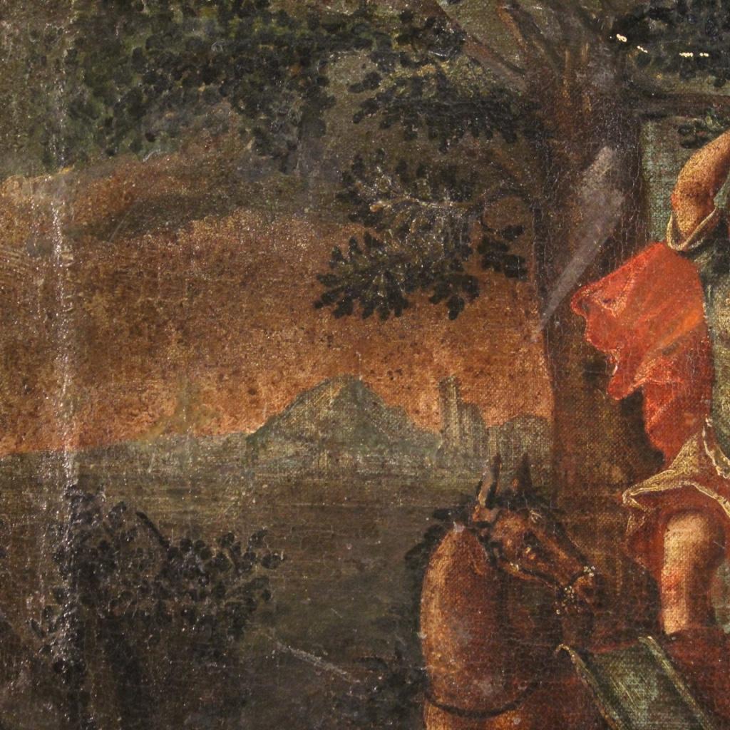 17th Century Oil on Canvas Italian Antique Battle Painting, 1670 4