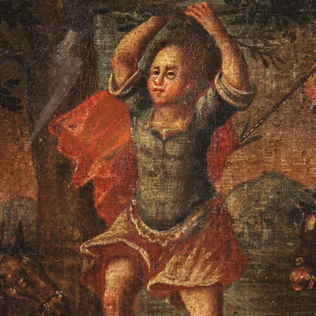 17th Century Oil on Canvas Italian Antique Battle Painting, 1670 6