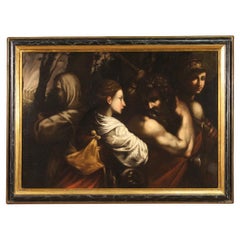 17th Century Oil on Canvas Italian Antique Biblical Painting, 1650