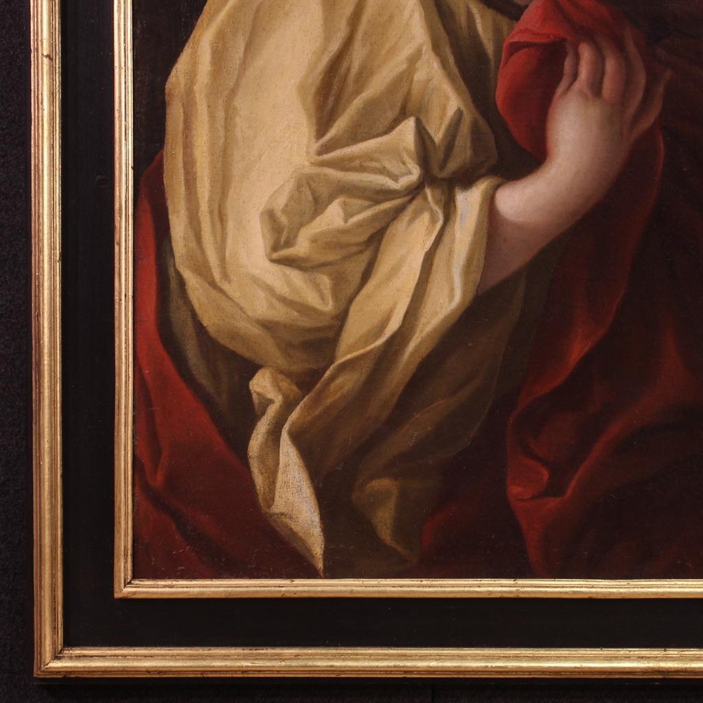 17th Century Oil on Canvas Italian Antique Biblical Painting David and Abigail 9