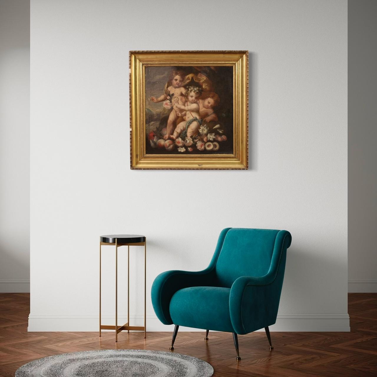 17. Jahrhundert Öl auf Leinwand Italienisch Antike Spiel der Cherubinen Gemälde, 1640 7