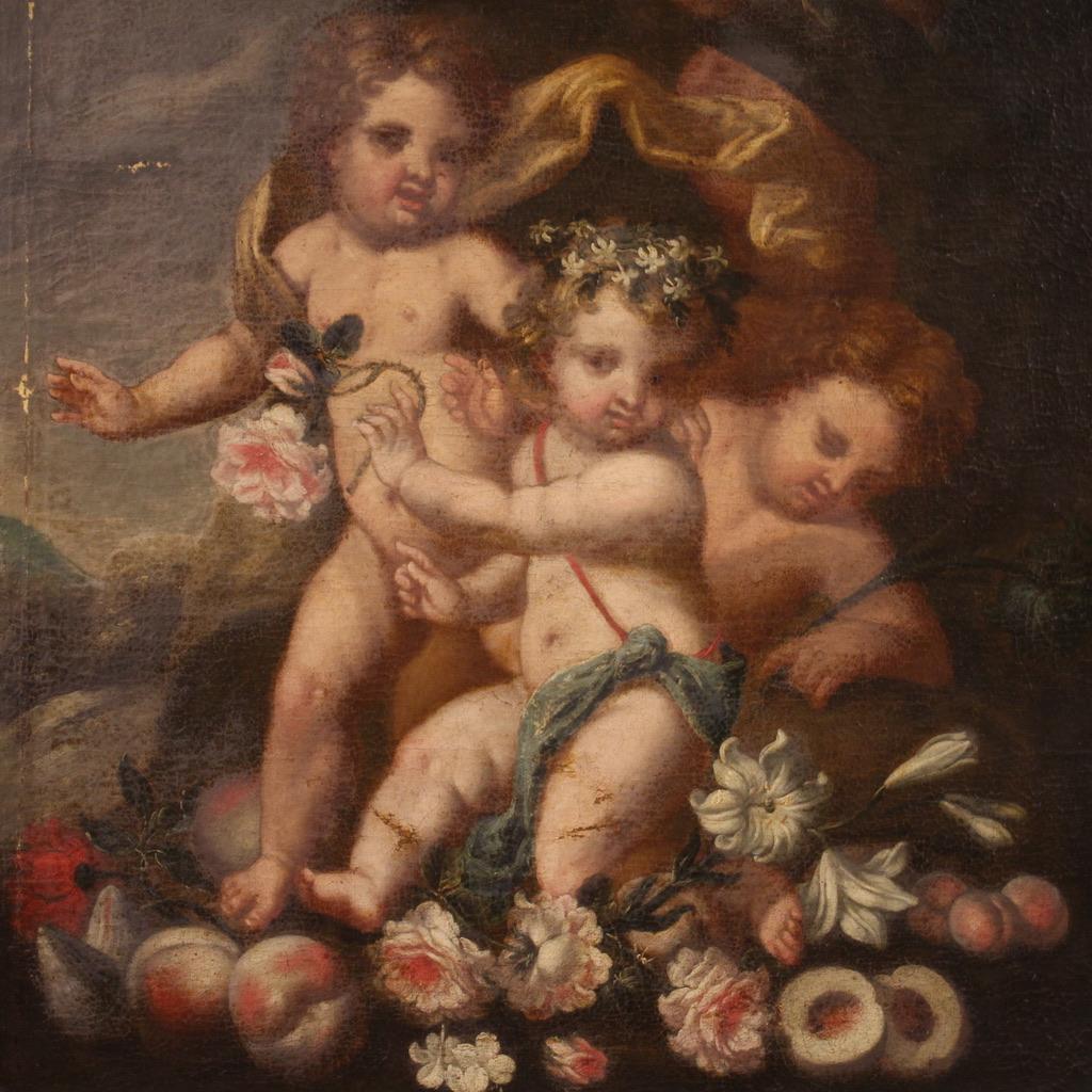17. Jahrhundert Öl auf Leinwand Italienisch Antike Spiel der Cherubinen Gemälde, 1640 (Italian)