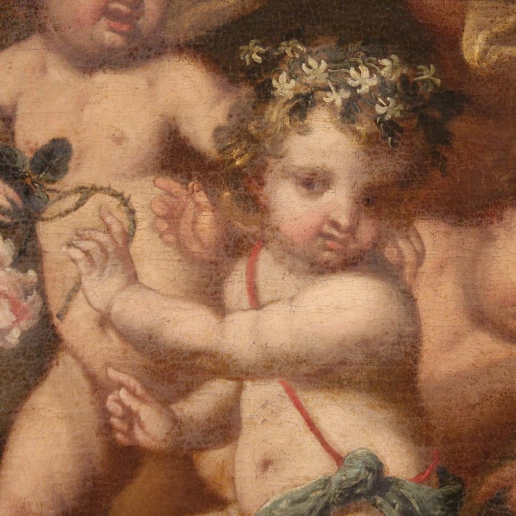 17. Jahrhundert Öl auf Leinwand Italienisch Antike Spiel der Cherubinen Gemälde, 1640 (Geölt)