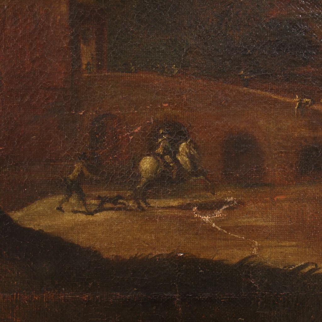 17th Century Oil on Canvas Italian Antique Landscape Painting, 1680 2