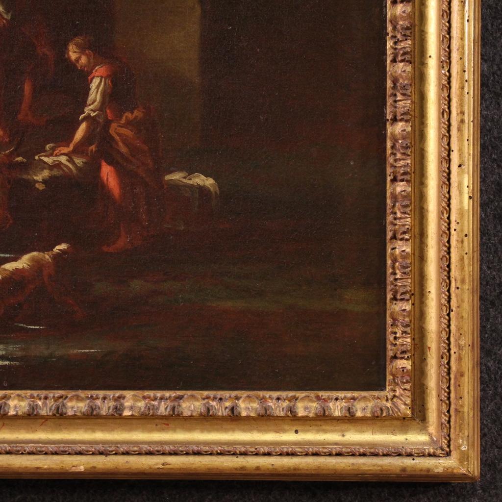 17th Century Oil on Canvas Italian Antique Landscape Painting Pastoral Scene in vendita 1