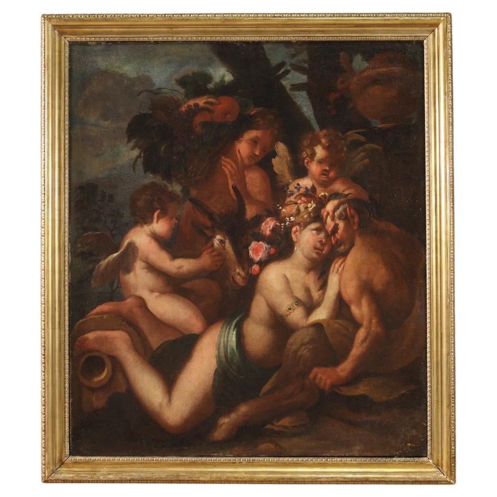 17th Century Oil on Canvas Italian Antique Mythological Painting, 1680