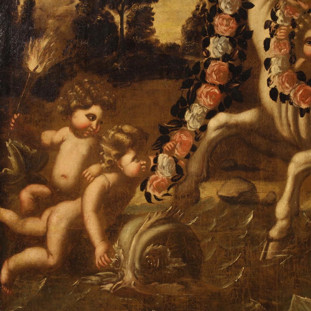 17th Century Oil on Canvas Italian Antique Mythological Painting Rape of Europe For Sale 1