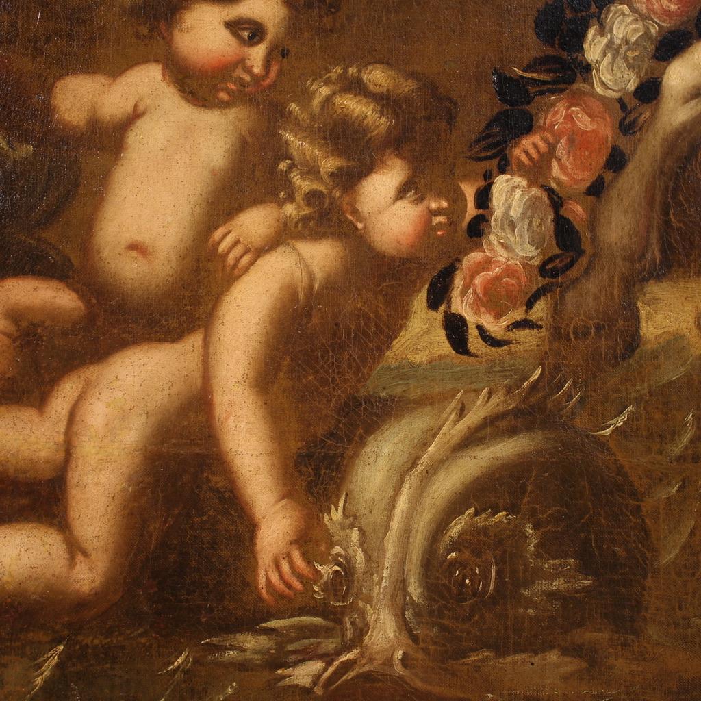 17th Century Oil on Canvas Italian Antique Mythological Painting Rape of Europe For Sale 2
