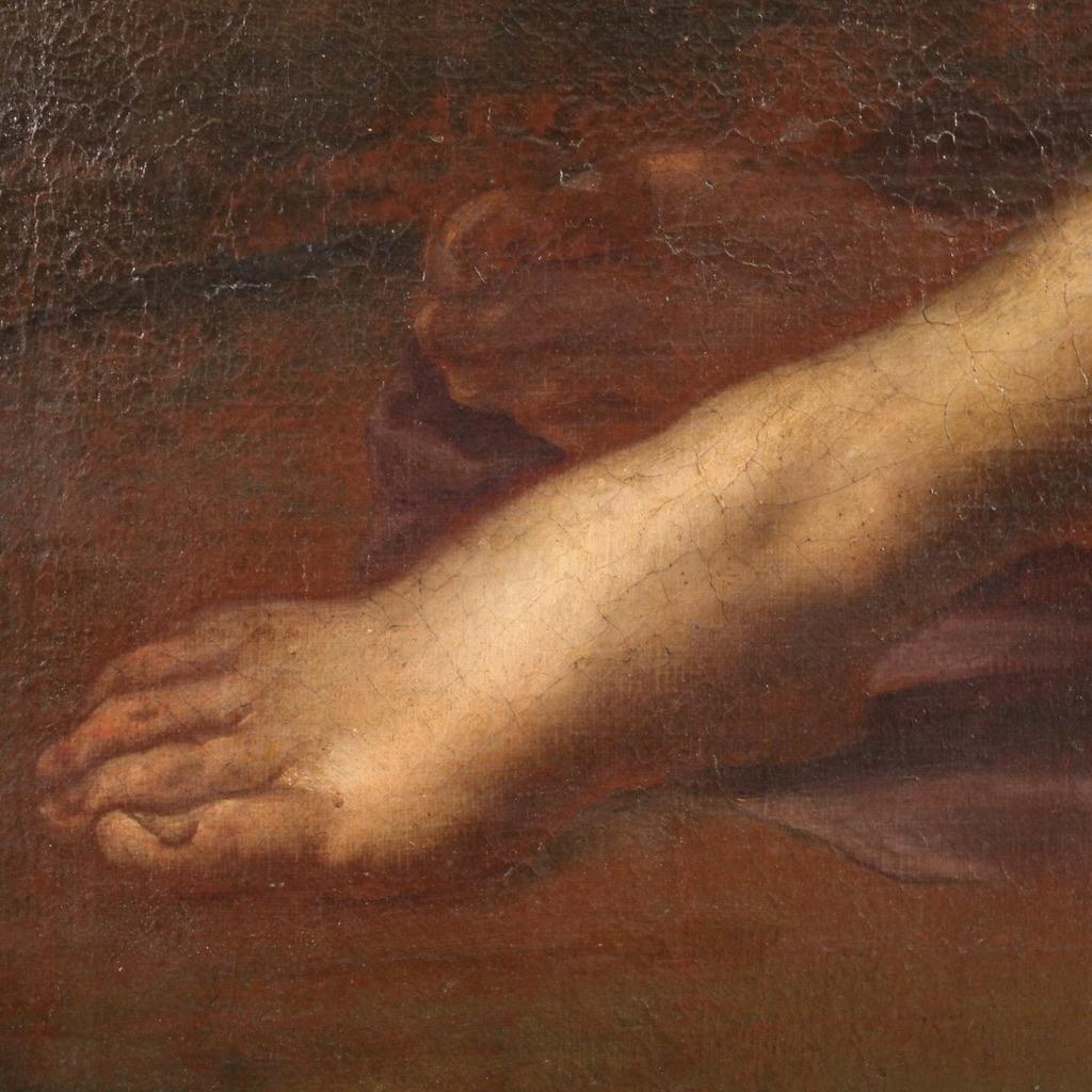 17th Century Oil on Canvas Italian Antique Mythological Painting Sleeping Venus 8